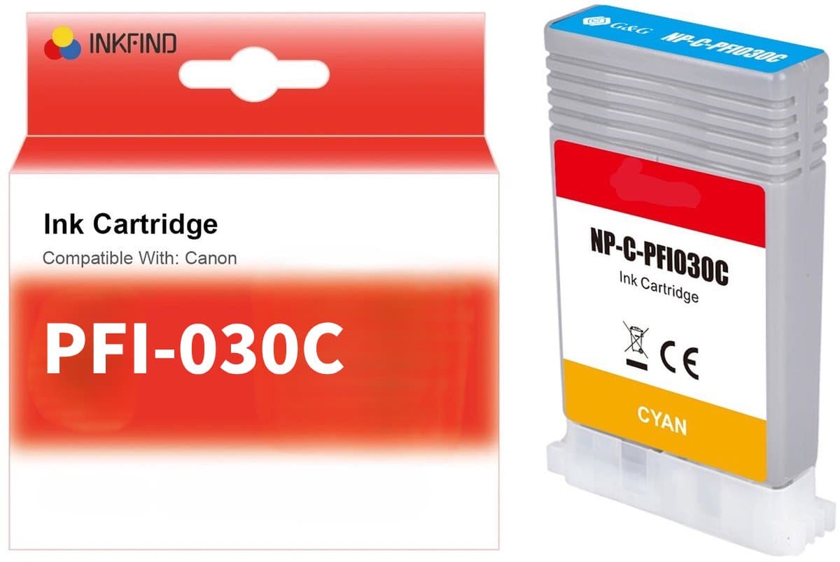 INKFIND PFI-030 Cyaan Inktcartridge compatibel met Canon PFI-030 - 1-pack Cyaan*1