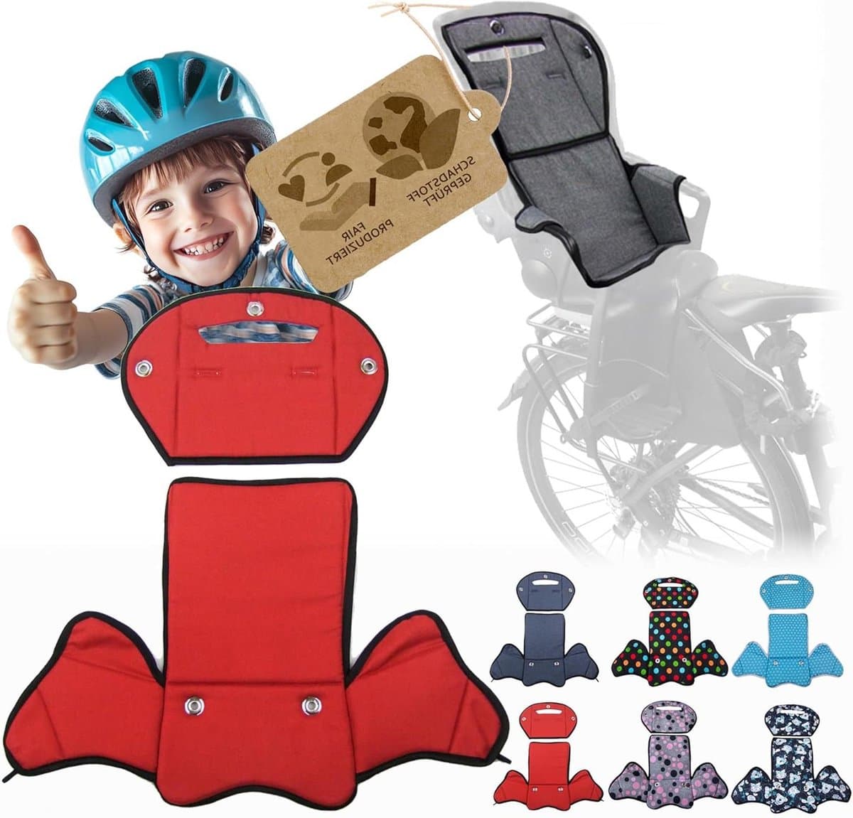 Zadelhoes Fietsstoeltje - Vervangende Overtrek - Fietsen Met Kinderen - Waterafstotend Materiaal - 27 x 22 cm - Rood Melange