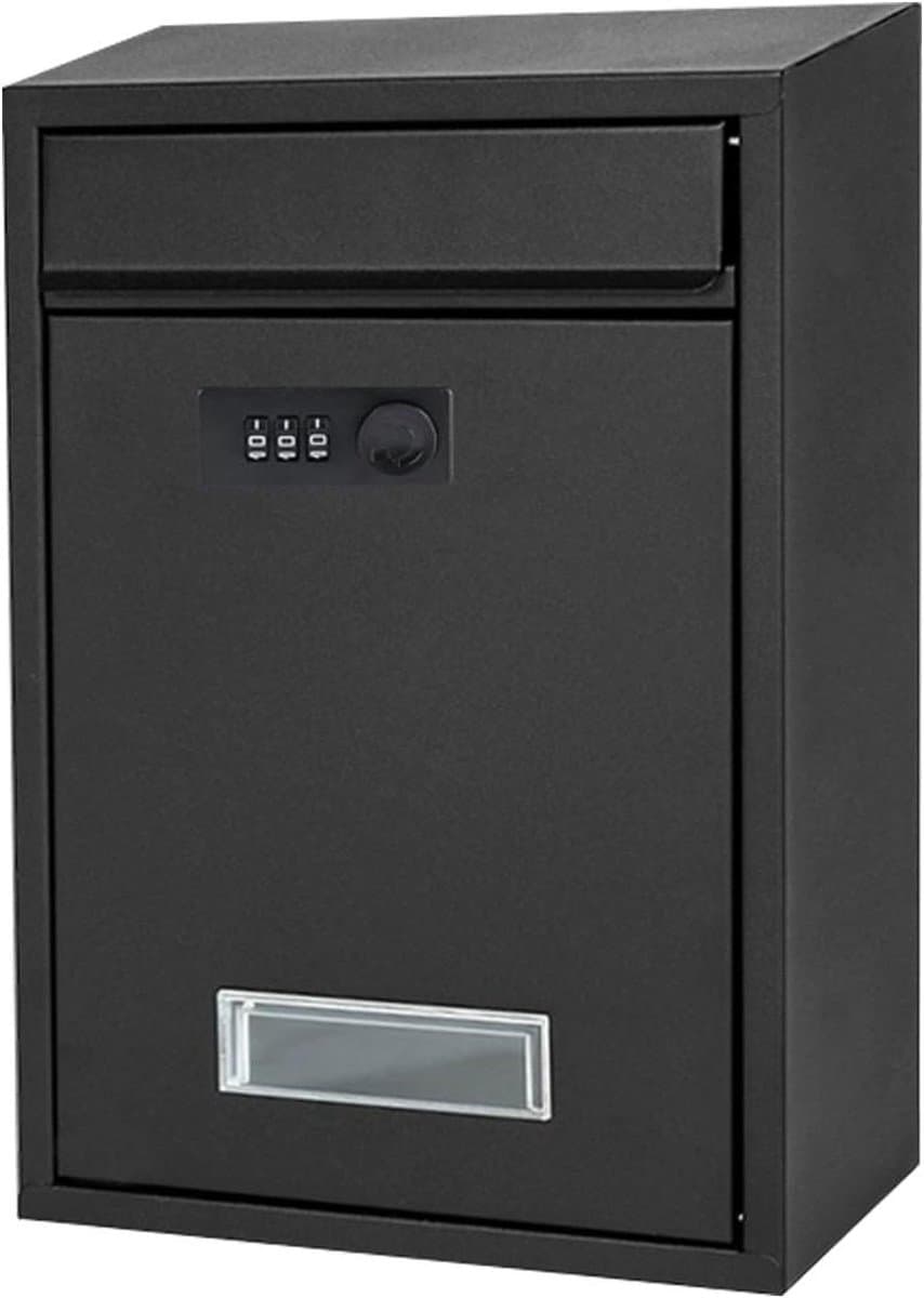 Wandmontage brievenbus - Postbak met slot - Veilig post ontvangen - Combinatieslot beveiliging - 9 x 13 inch - Zwart