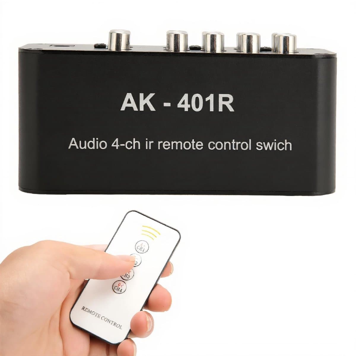 VT Goods - 4-weg AV-schakelaar - Multifunctionele Audioselectiebox - Met IR-afstandsbediening - Robuuste behuizing - Geschikt voor TV en DVD - Breed...
