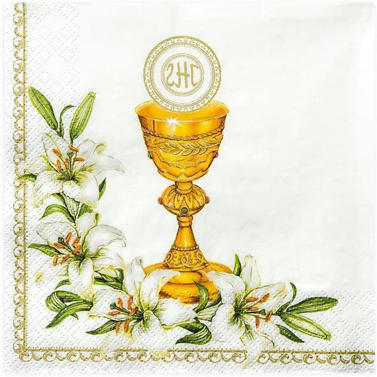 Servetten - Papieren servetten - Feestelijke gelegenheden - Kelk motief - 33 x 33 cm - Wit