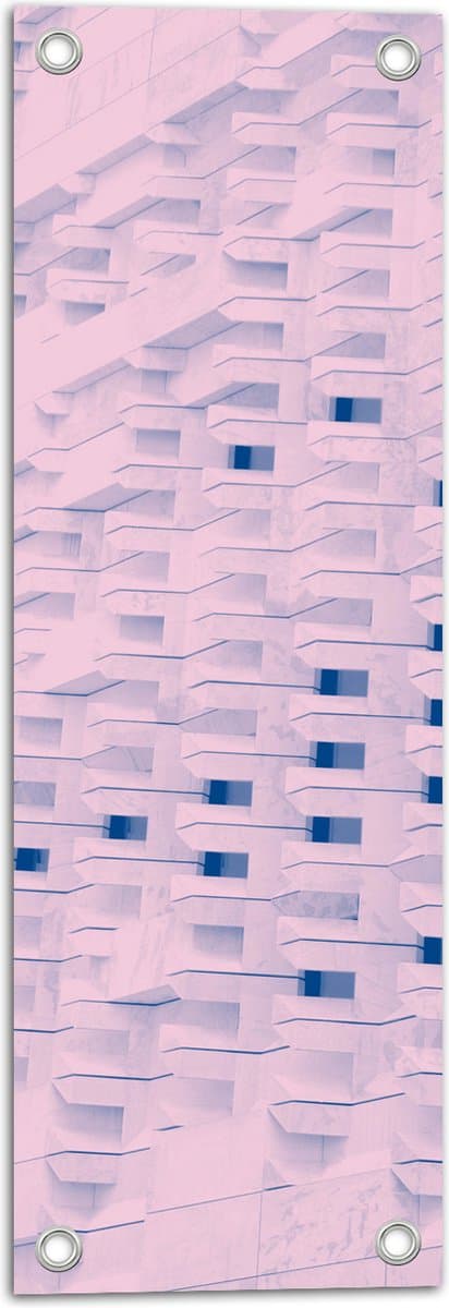 Tuinposter – Gebouw - Muur - wit - 20x60 cm Foto op Tuinposter (wanddecoratie voor buiten en binnen)