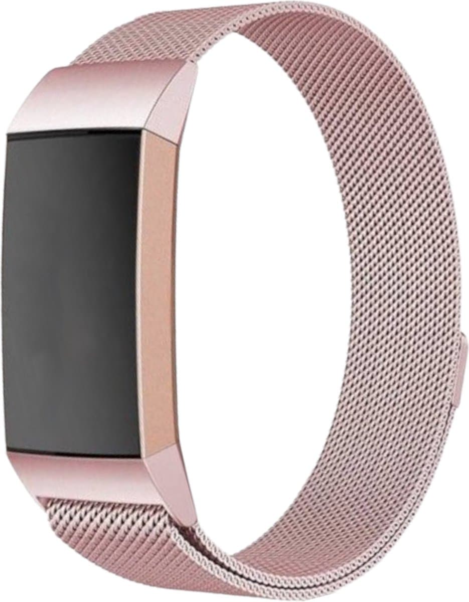 123watches milanese band - roze - ML - Geschikt voor Fitbit Charge 3 & 4