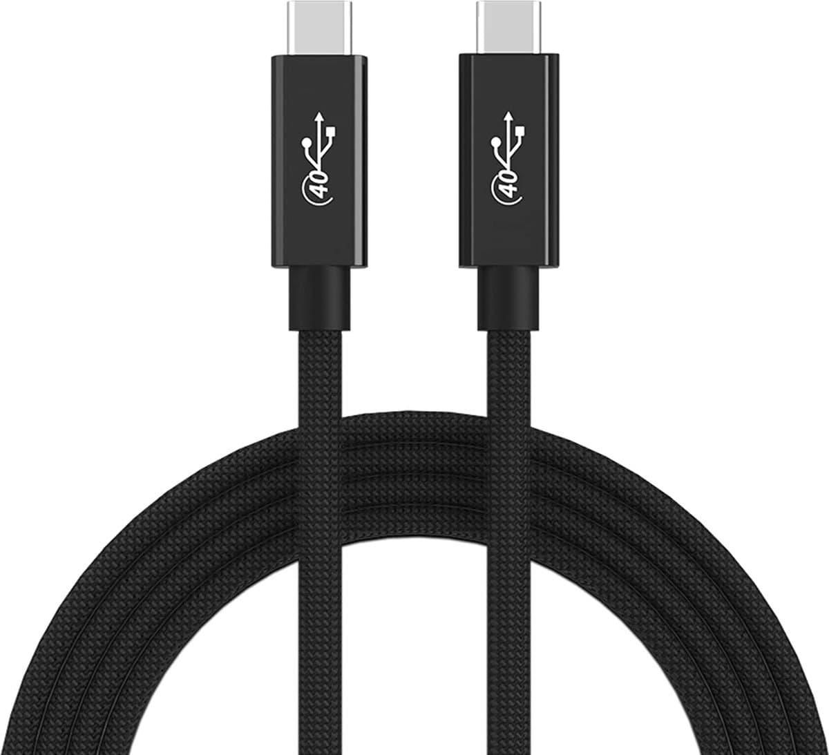 NÖRDIC USB4-028 USB-C naar USB-C kabel - USB3.2 Gen2 - PD100W - 40 Gbps - 8K - 25cm - Zwart
