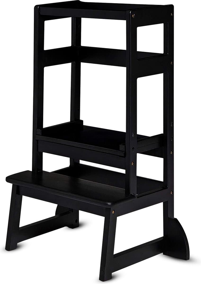 Oemmie Leertoren - Learning Tower - Montessori Leertoren - Leertoren keukenhulp - Leer Toren - Opstapje - Kindertrapje - Zwart