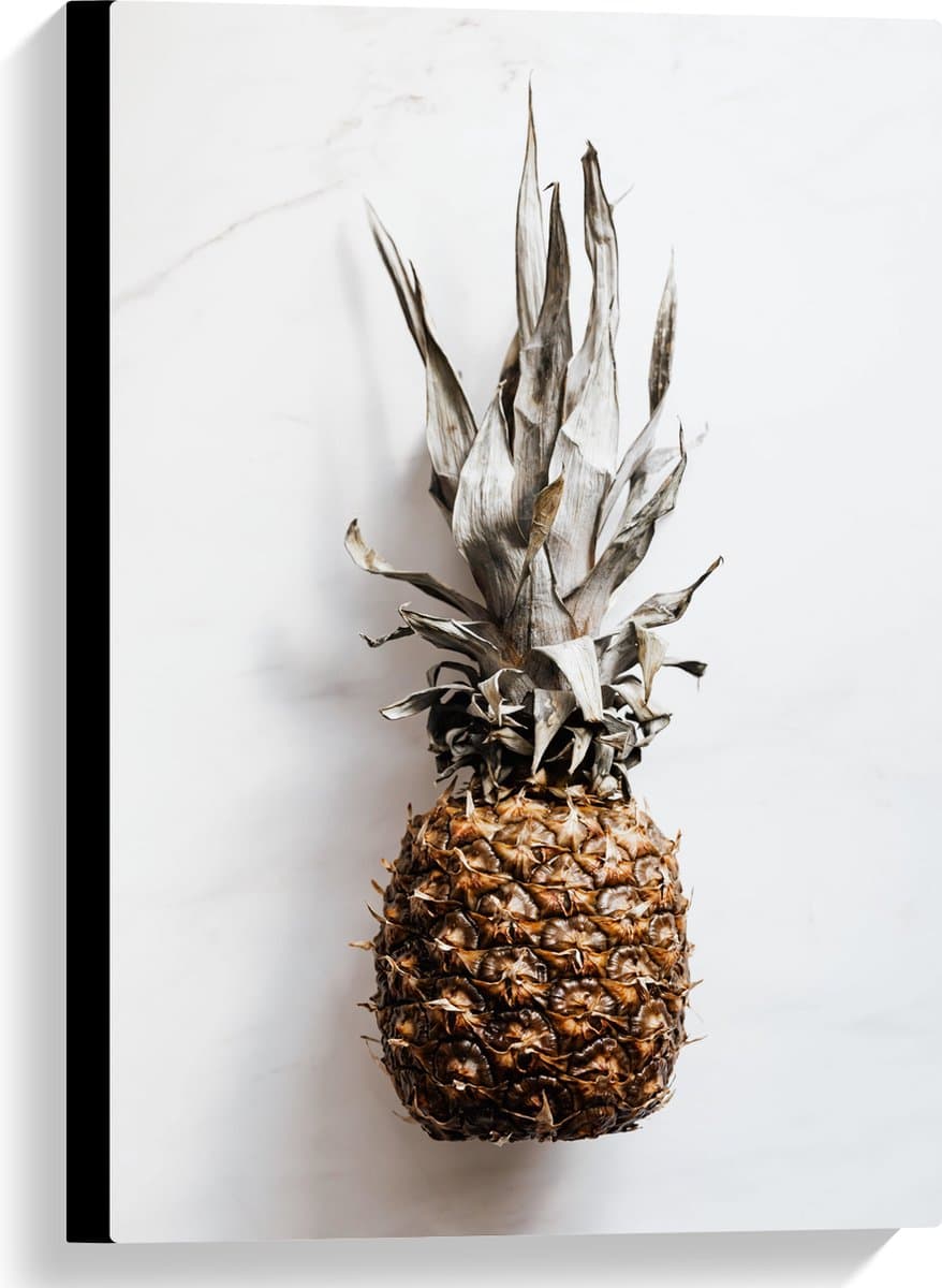 Canvas - Ananas op Witte Achtergrond - 40x60 cm Foto op Canvas Schilderij (Wanddecoratie op Canvas)