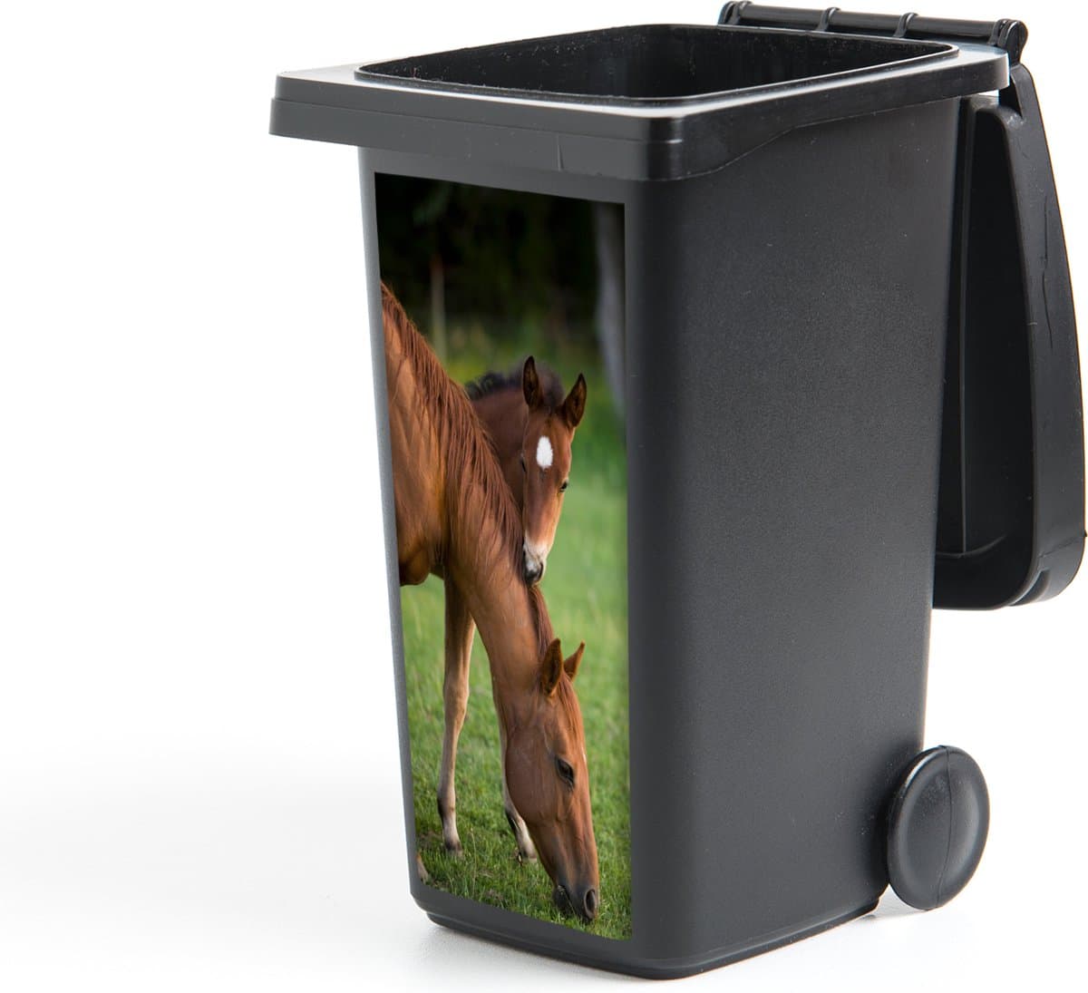 Container sticker Paarden - Gras - Portret - 44x98 cm - Kliko sticker