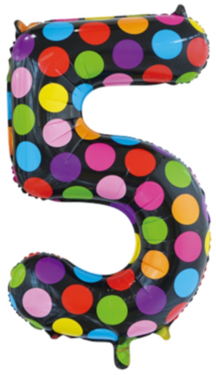 Folie Ballon Cijfer 5 Stippen XL 86cm