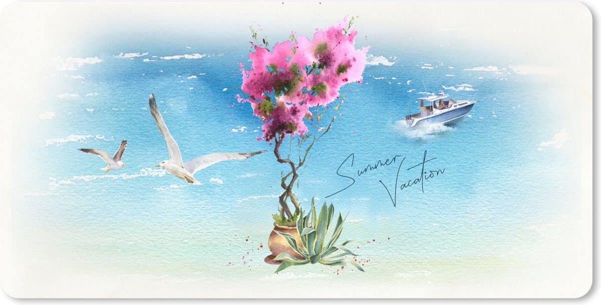 Muismat XXL 80x40 cm - Bureau onderlegger - Bureau mat Bloemen - Boot - Vogel - Zee - Bureaumat - Gaming mousepad xl - Bureaulegger groot - Computer deskmat