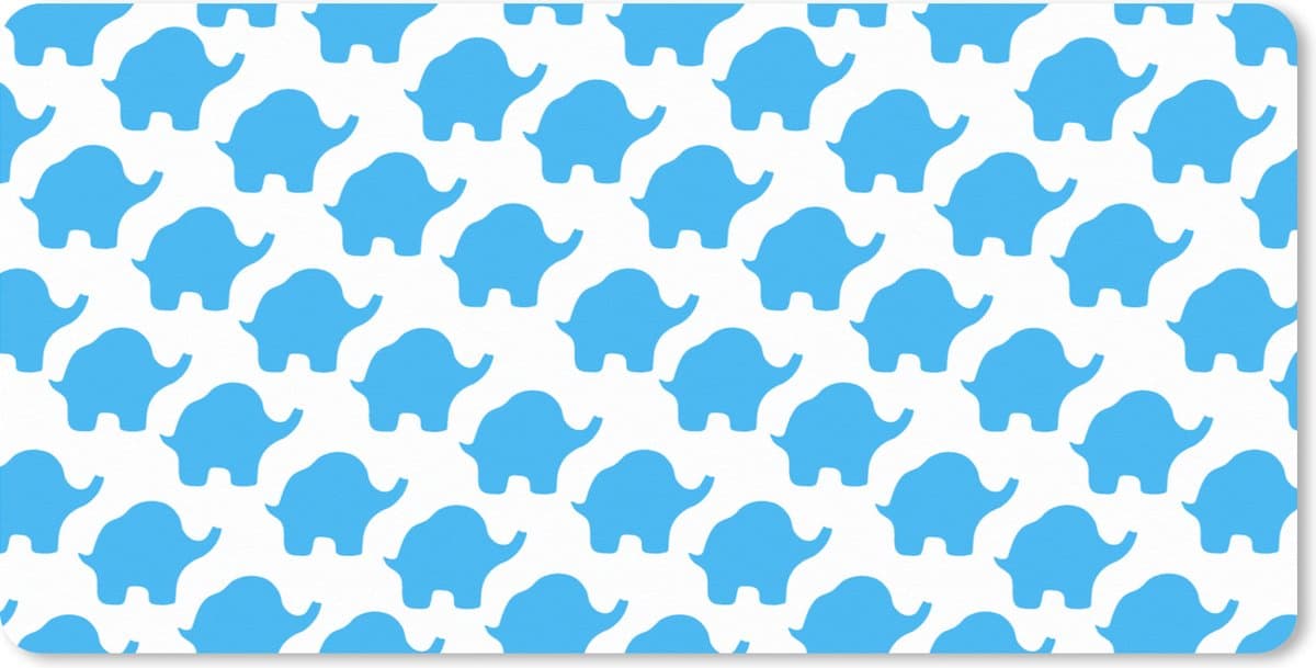 Muismat XXL 120x60 cm - Bureau onderlegger - Bureau mat Blauw - Olifant - Design - Bureaumat - Gaming mousepad xl - Bureaulegger groot - Computer deskmat