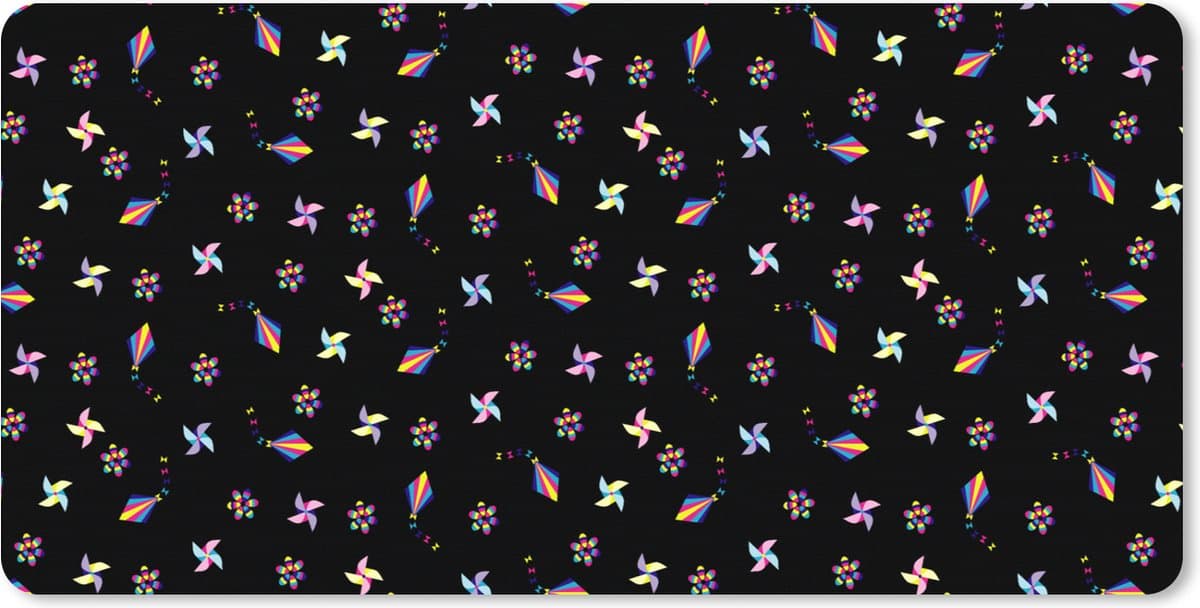 Muismat XXL 90x45 cm - Bureau onderlegger - Bureau mat Regenboog - Windmolen - Patroon - Kinderen - Bureaumat - Gaming mousepad xl - Bureaulegger groot - Computer deskmat