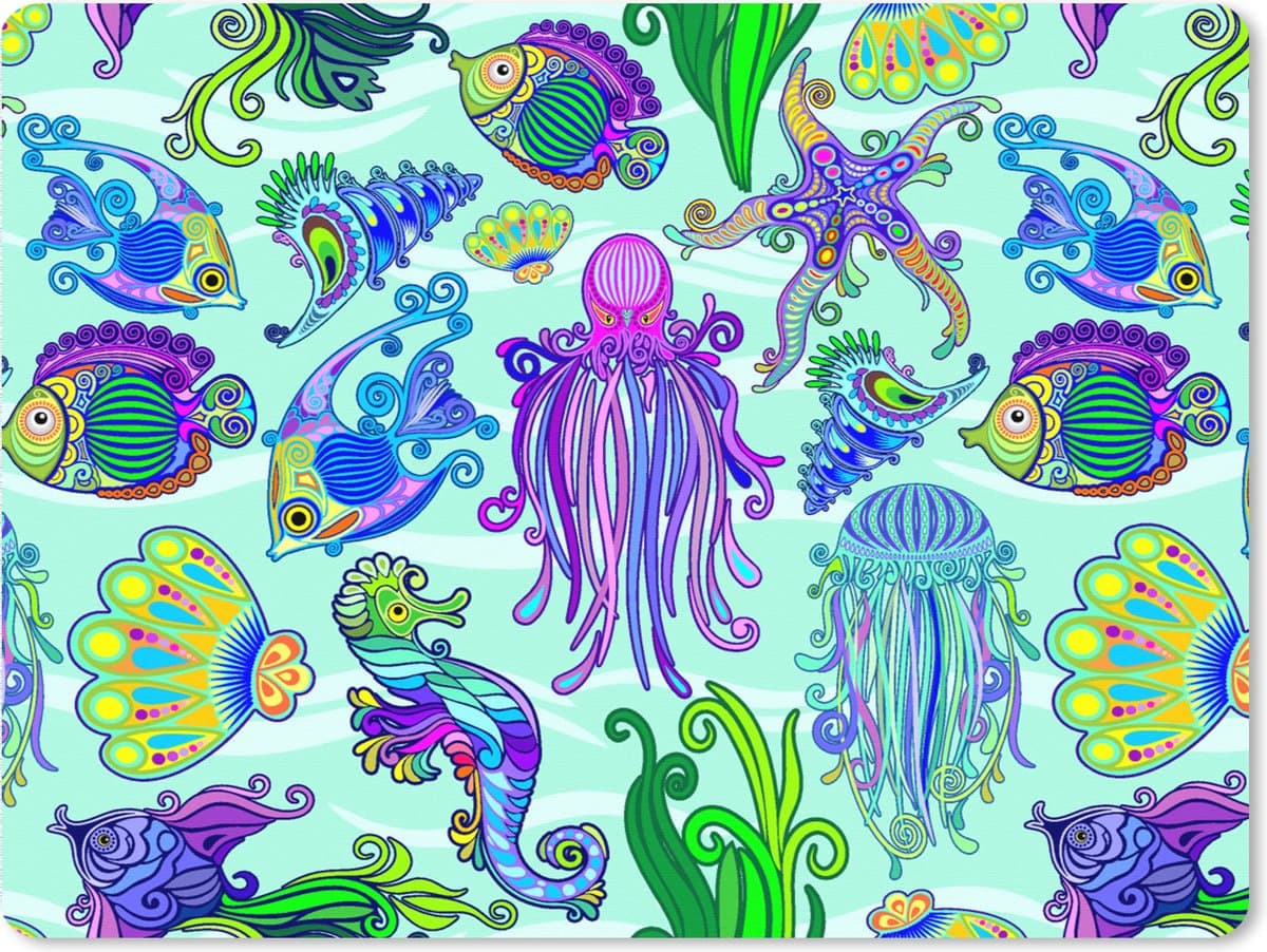 Muismat XXL 80x60 cm - Bureau onderlegger - Bureau mat Dieren - Regenboog - Vissen - Patronen - Bureaumat - Gaming mousepad xl - Bureaulegger groot - Computer deskmat