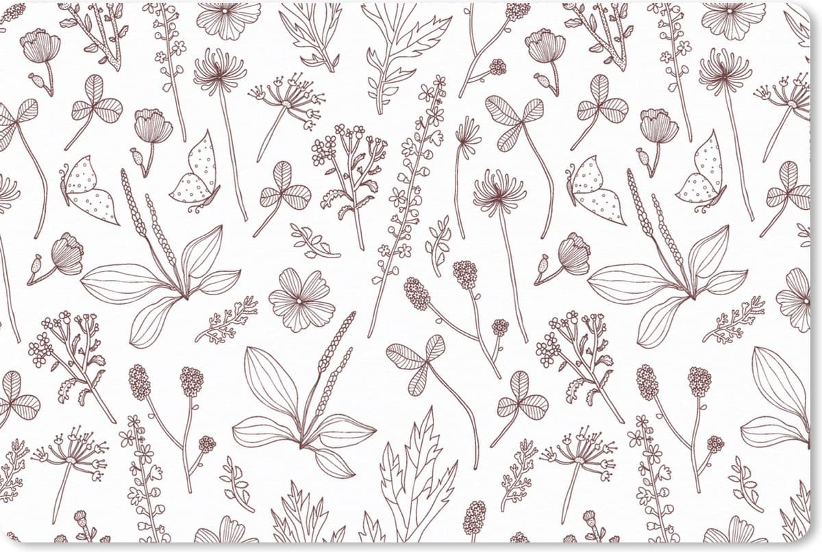 Muismat XXL 120x80 cm - Bureau onderlegger - Bureau mat Planten - Patroon - Bloemen - Bureaumat - Gaming mousepad xl - Bureaulegger groot - Computer deskmat