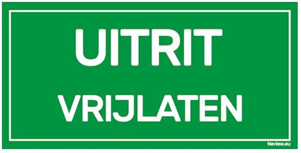 Bordje "Uitrit vrijlaten" - 20 x 10 cm - Voor binnen & buiten - Uitrit vrijhouden bord - Groen