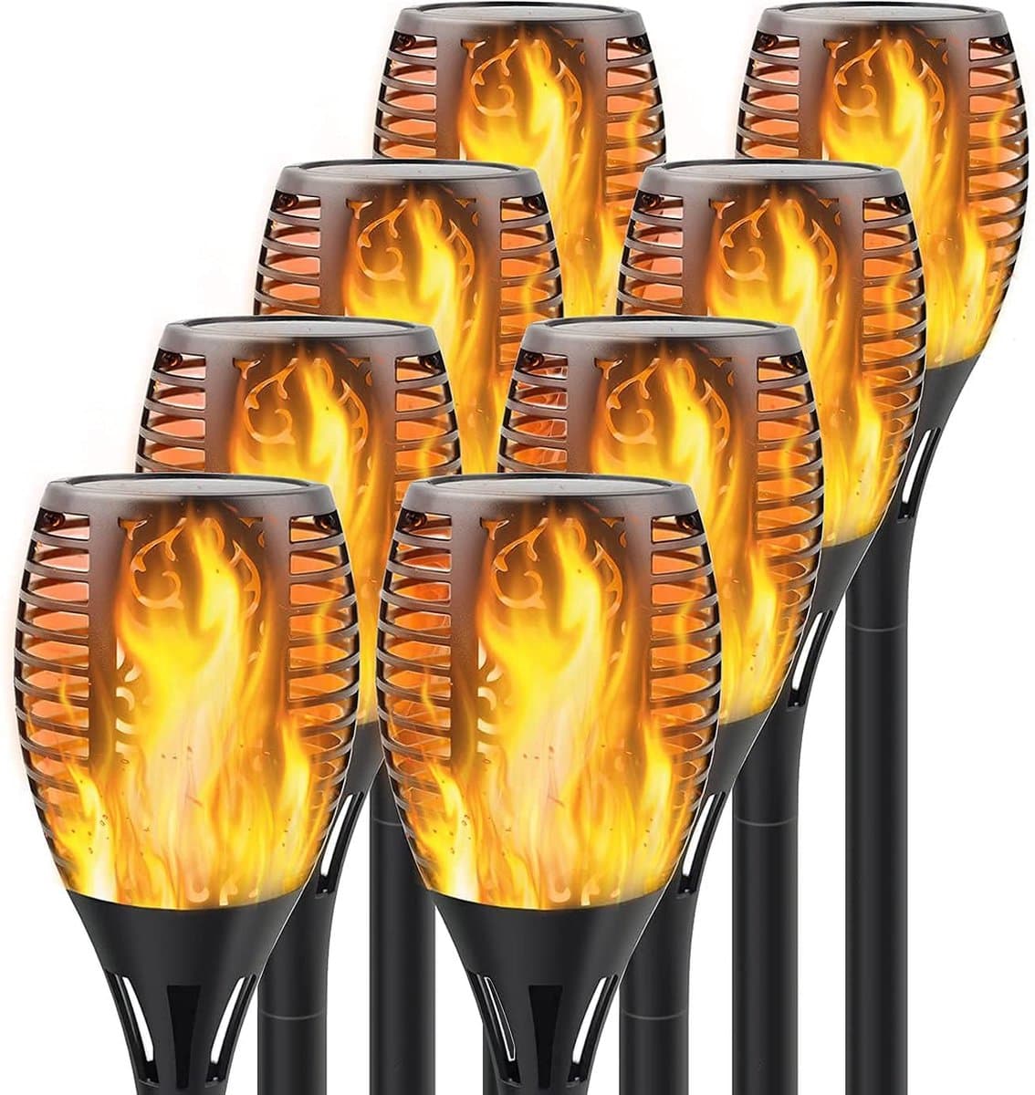 8 Stuks - Tuinverlichting op zonne-energie - Fakkel - Buitenverlichting - LED - Vlam Effect - Tuinverlichting