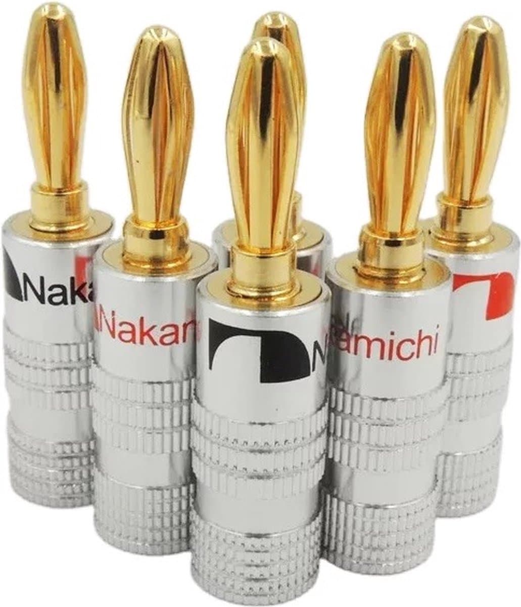 Nakamichi Banaanstekker 8 stuks - Hoge kwaliteit banaanstekkers / luidspreker stekker 4 mm - 24k verguld
