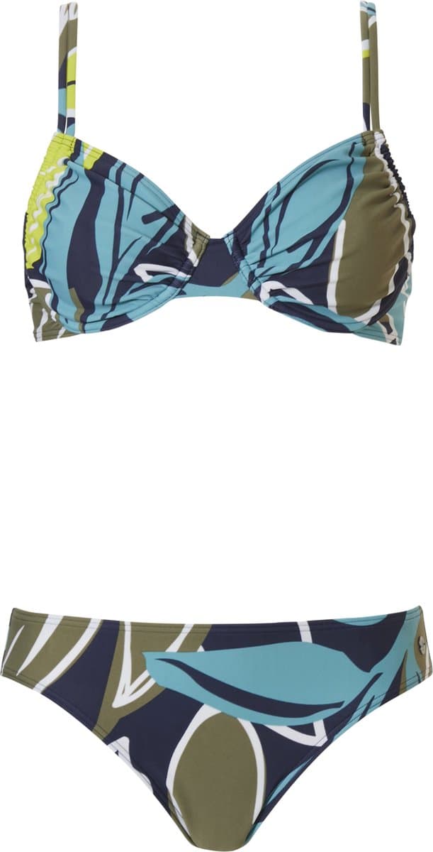 Dames Bikini Pastunette - Floral Leaves - Blauw/Groen - Maat 38