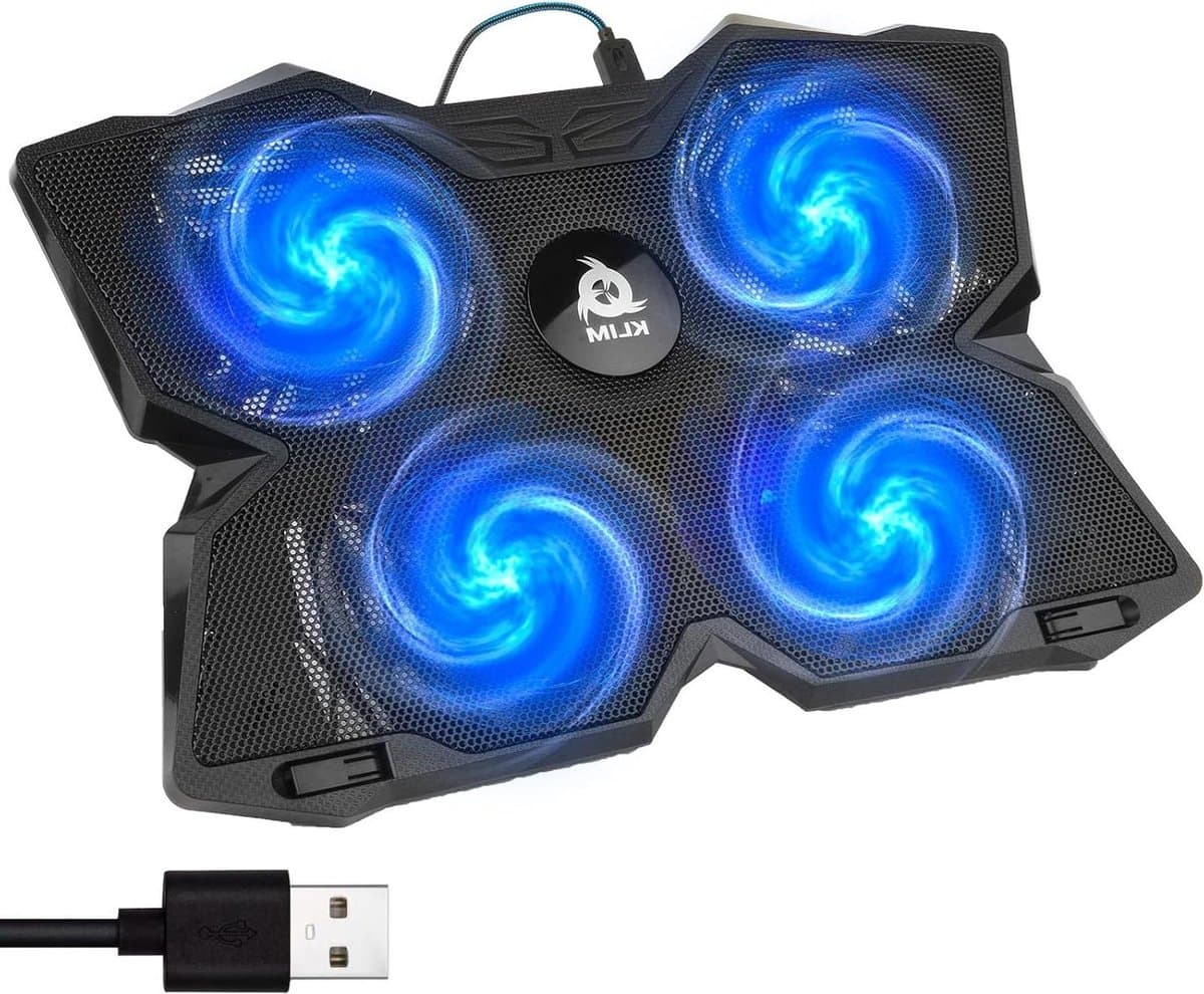 Krachtige Laptop Chiller - 4 ventilators 1200 RPM - alle maten - Blauw