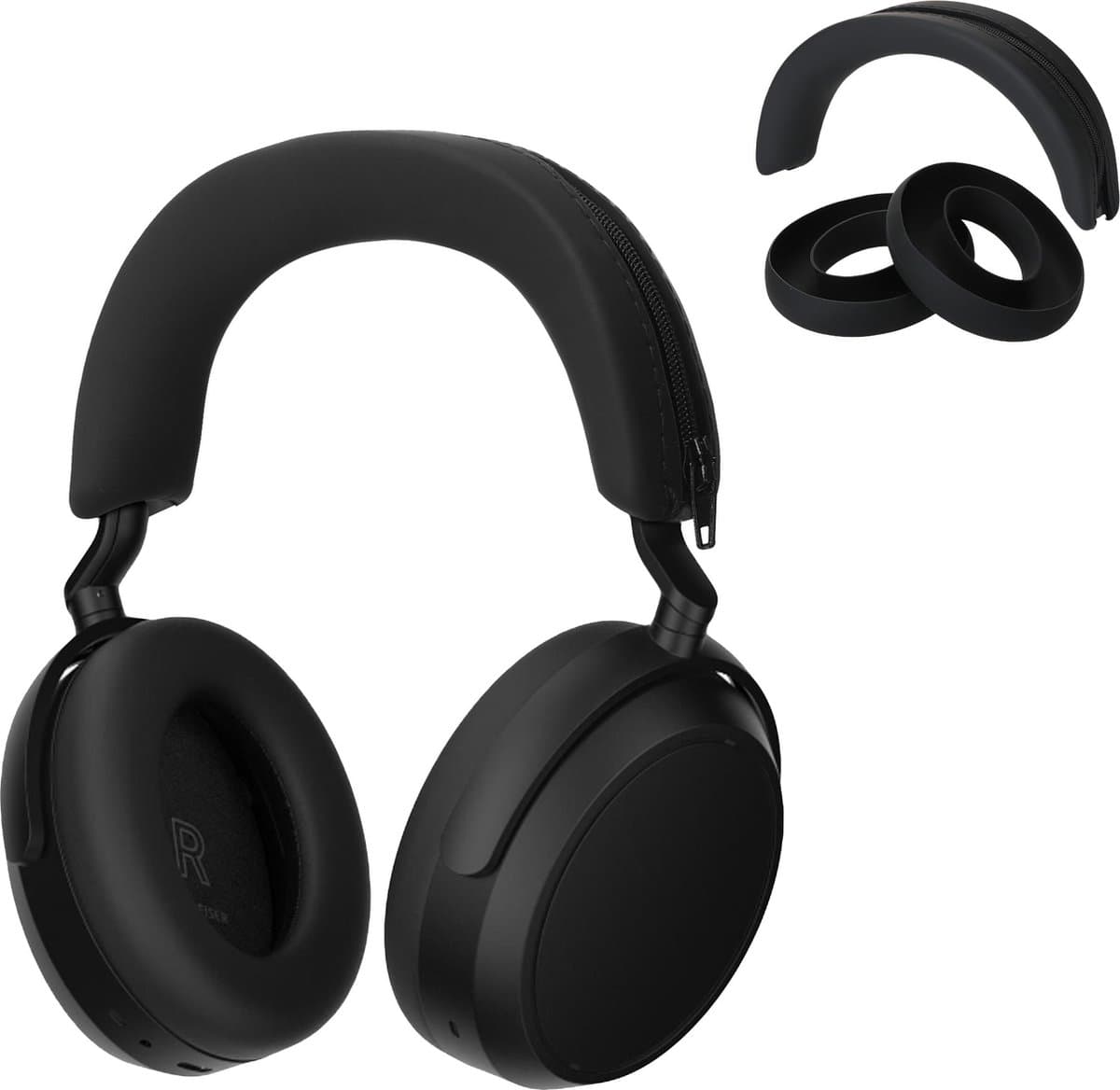 kwmobile siliconen cover voor koptelefoon - geschikt voor Sennheiser MOMENTUM 4 Wireless - Voor band en oorpads - 3x in zwart