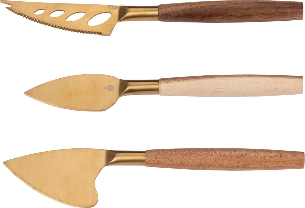 Alpina kaasschneider set - 3 stuks, goud en bruin