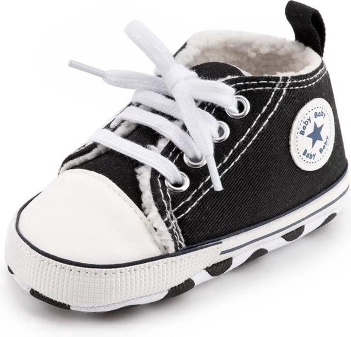 Steppies Babyschoentjes - Zwart - Zachte Zool Antislip - Maat 18-19 (6-12 maanden, 12 cm) - Babyslofjes