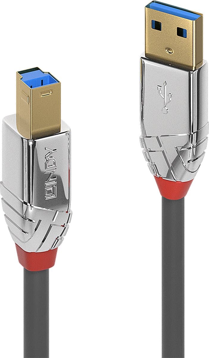 LINDY 36663 USB-kabel USB 3.2 Gen1 USB-A stekker, USB-B stekker 3.00 m Grijs