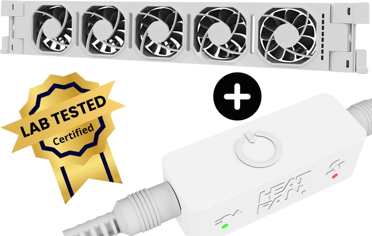 Heatfan 5 Single set - Wit - Radiator Ventilator met Touch Sensor- Universele Maat - Zonder Geluid - Geschikt voor radiator 50 tot 80cm