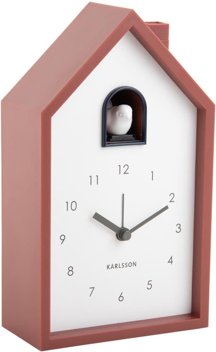 Karlsson Wekker Modern Cuckoo - Rood - 12x6x20cm - Scandinavisch - Wekker voor slaapkamer - Wekkers