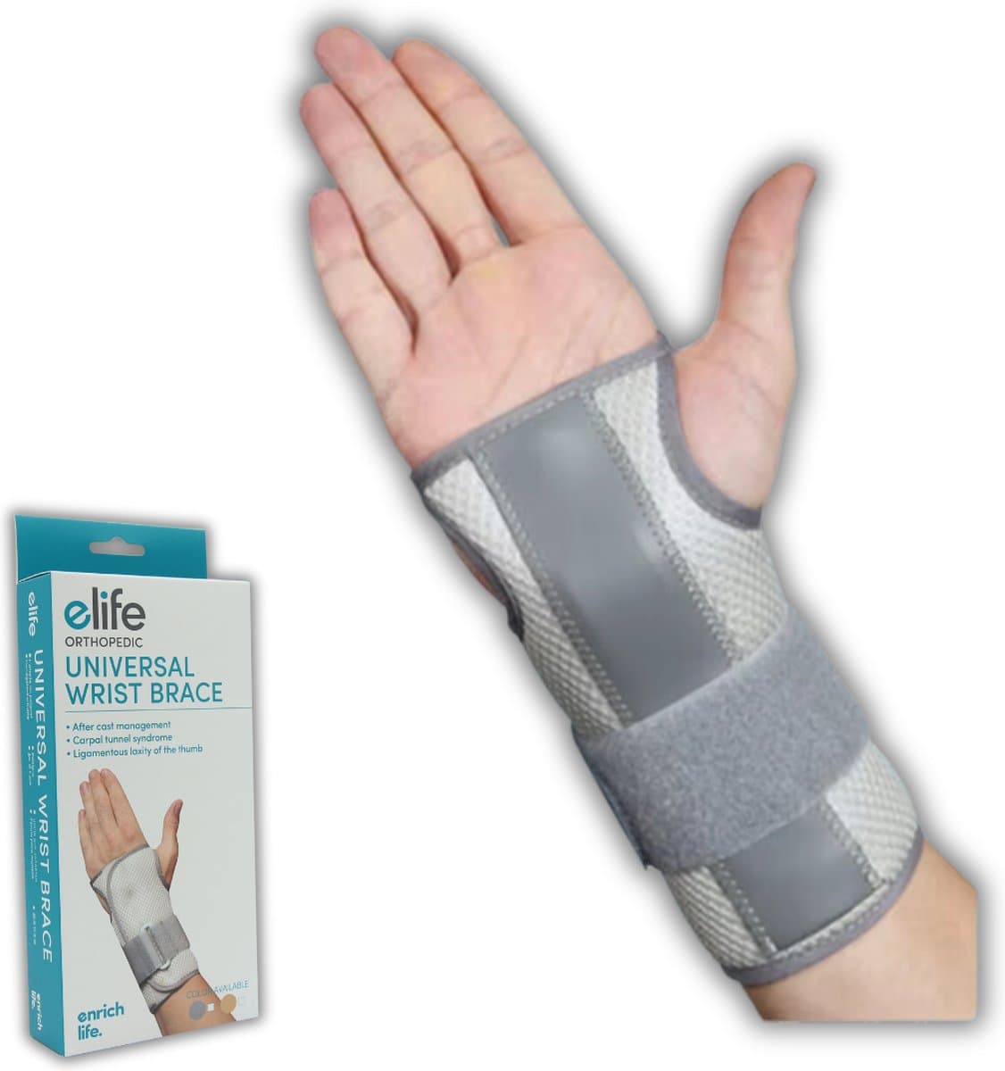 Elife Orthopedische Pols brace L/XL - Carpaal Tunnel Syndroom - Ademend - Comfortabel met spalk - Links en Rechts te gebruiken