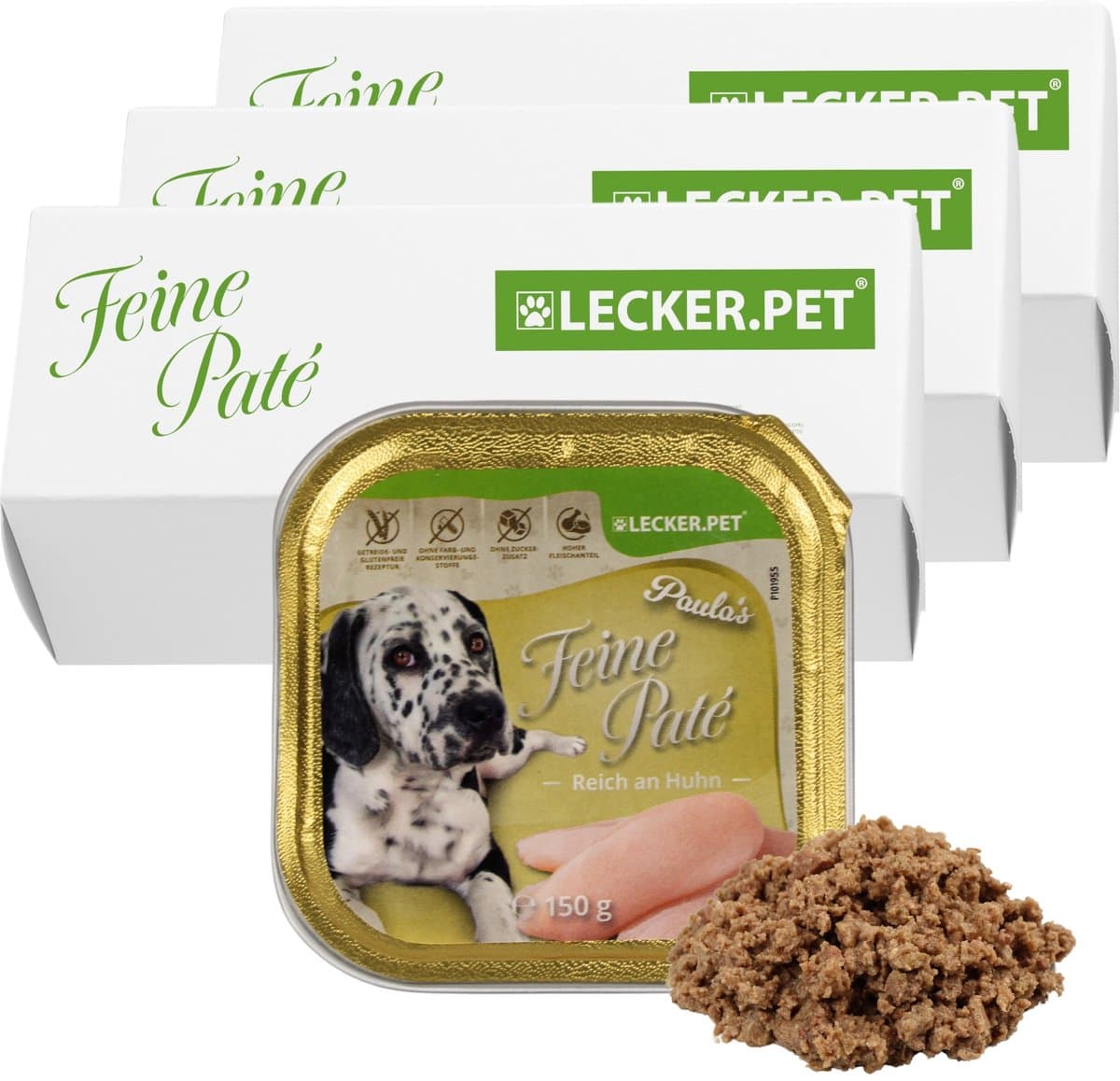 33 x 150 g Lecker.Pet® Paula's Feine Paté Rijk aan Kip Hondenvoer Natvoer Complete voeding