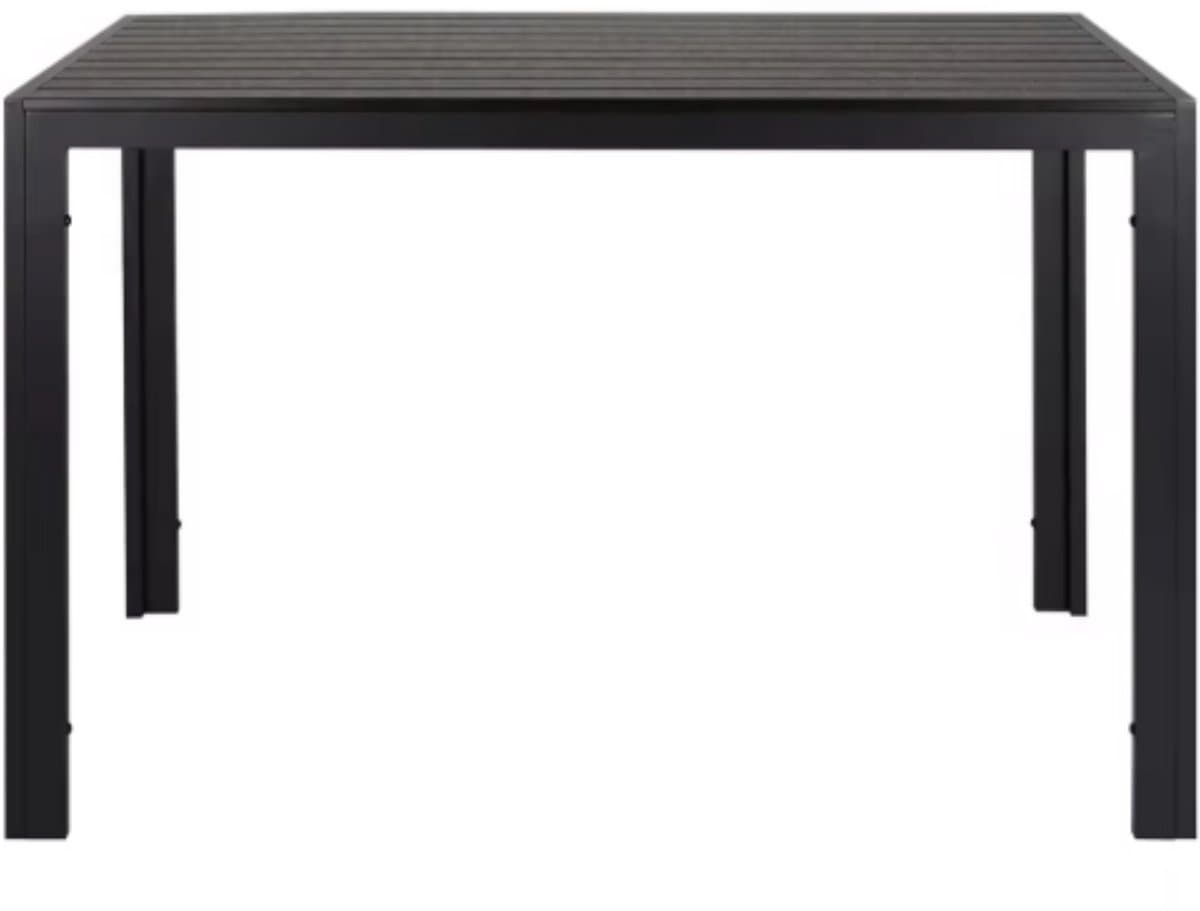 Tuintafel - Buitentafel - Eettafel buiten - Outdoor - Voor Tuin & Terras - Rechthoekige Aluminium Tafel met Metalen Lattenbodem -110x70x73 cm - Zwart