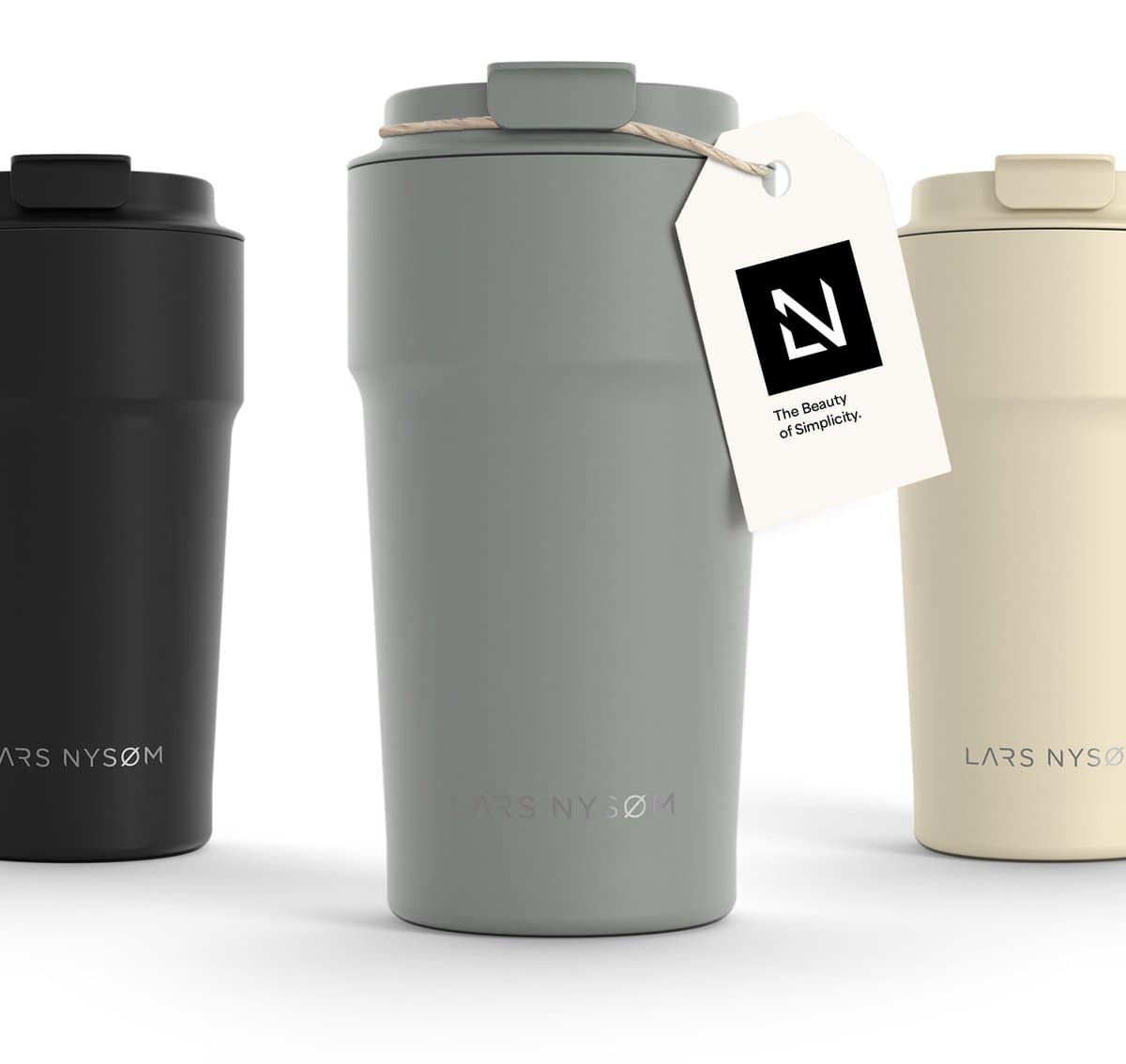 LARS NYSØM Bevægelse Thermos Coffee Mug-to-go 500ml - BPA-vrij met Isolatie - Lekvrije Roestvrijstalen Thermosbeker (Ash Gray)