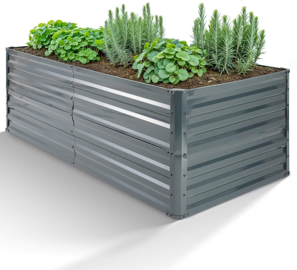 AREBOS Metalen verhoogd bed 240x90x79 cm Plantbed roestvrij staal groentebed