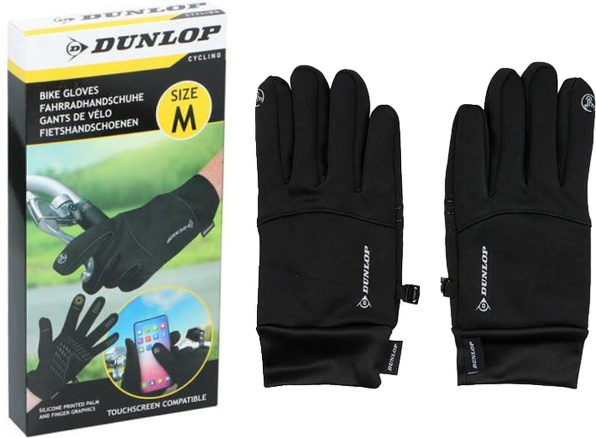 Dunlop Fietshandschoenen - Touchscreen, Maat M, Zwart