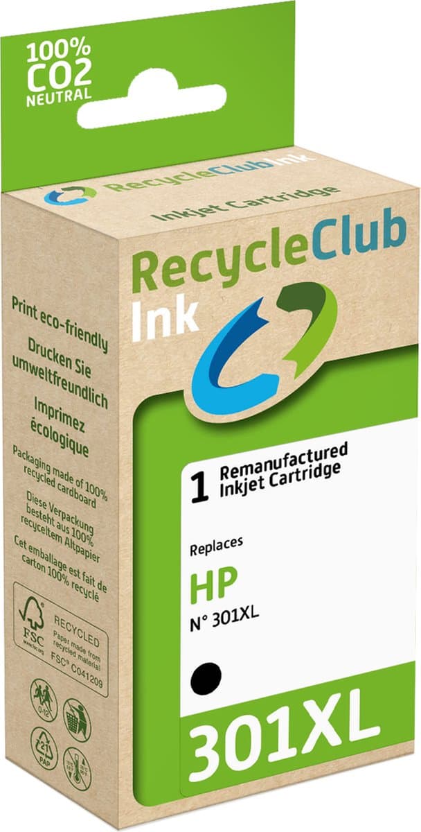 cartridge voor HP301XL - zwart - 21 ml