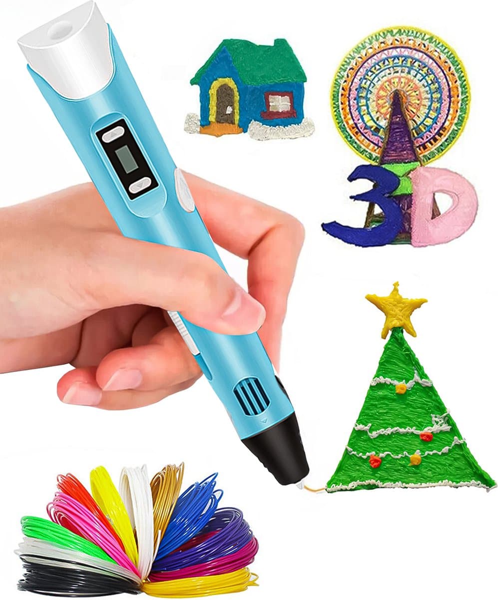 BLU 3D Pen XXL Starterspakket - Inclusief 40M Filament in 8 kleuren - Inclusief E-book - Roze en Blauw - 3D Pen - Met Vullingen en Meer - NL Handleiding