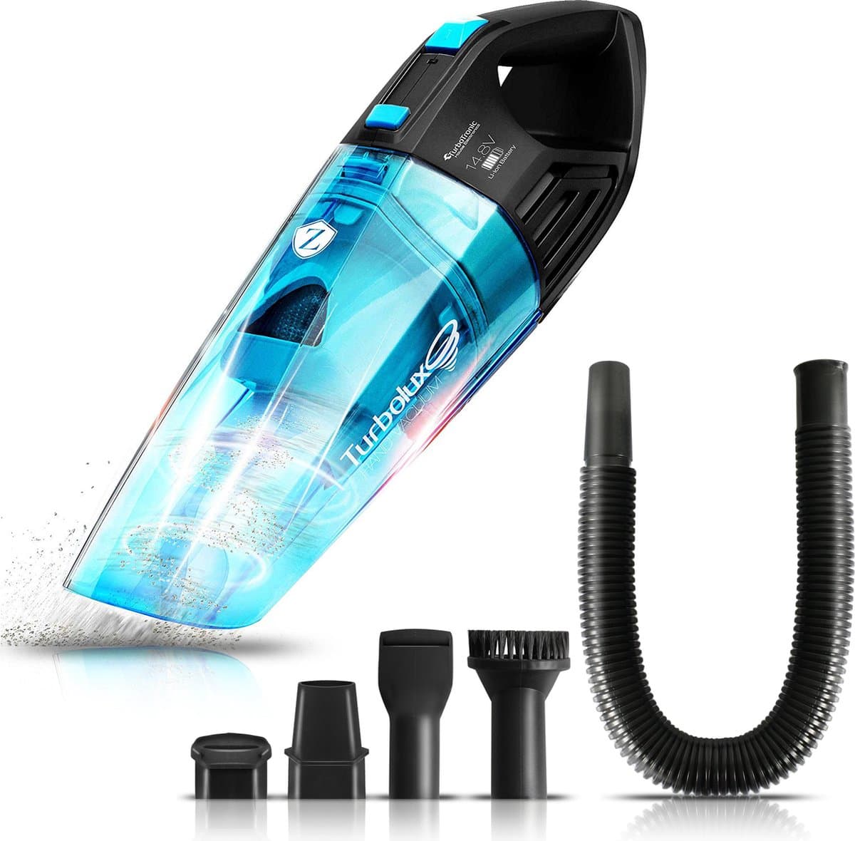 TurboTronic LUX400 Kruimeldief snoerloos - Handstofzuiger - Droog en Nat Kruimelzuiger - Zwart/Blauw
