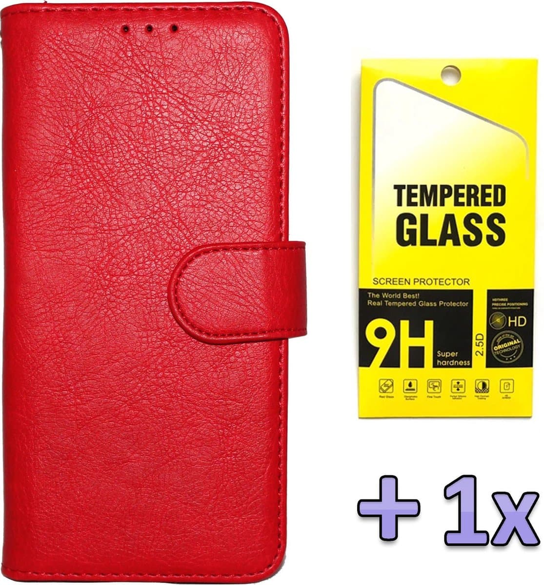 HB Hoesje Geschikt voor Samsung Galaxy A41 - Rood - Luxe Kunstlederen Portemonnee Book Case + Tempered Glazen Screenprotector