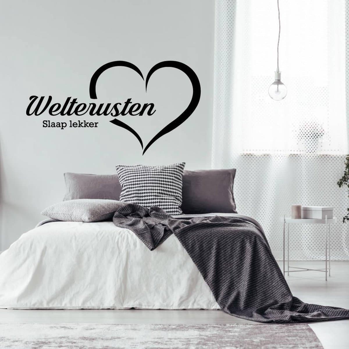 Muursticker Welterusten slaap lekker in hart - Groen - 80 x 43 cm slaapkamer