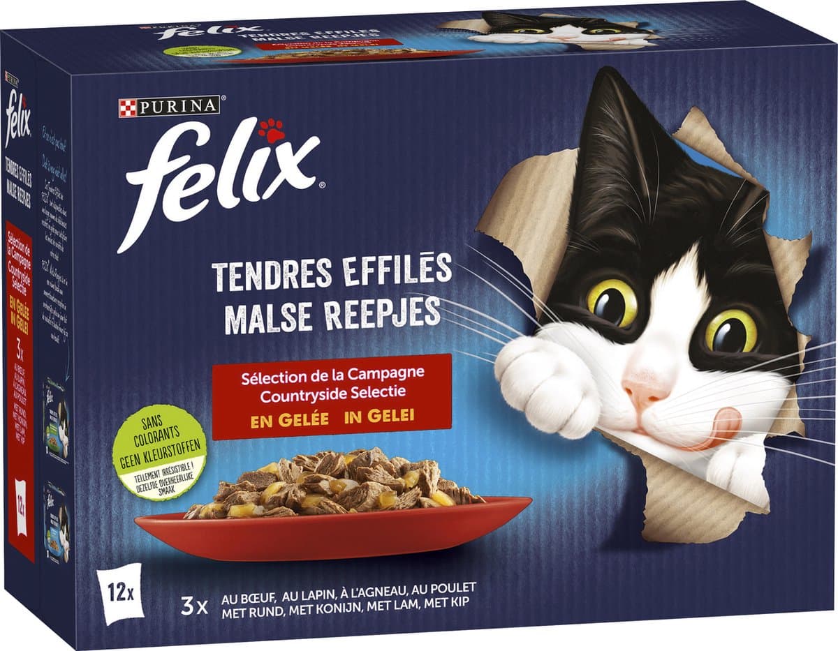 Felix Multibox Elke dag feest Countryside selectie natvoer lam, rund&kip 12 x 85 g