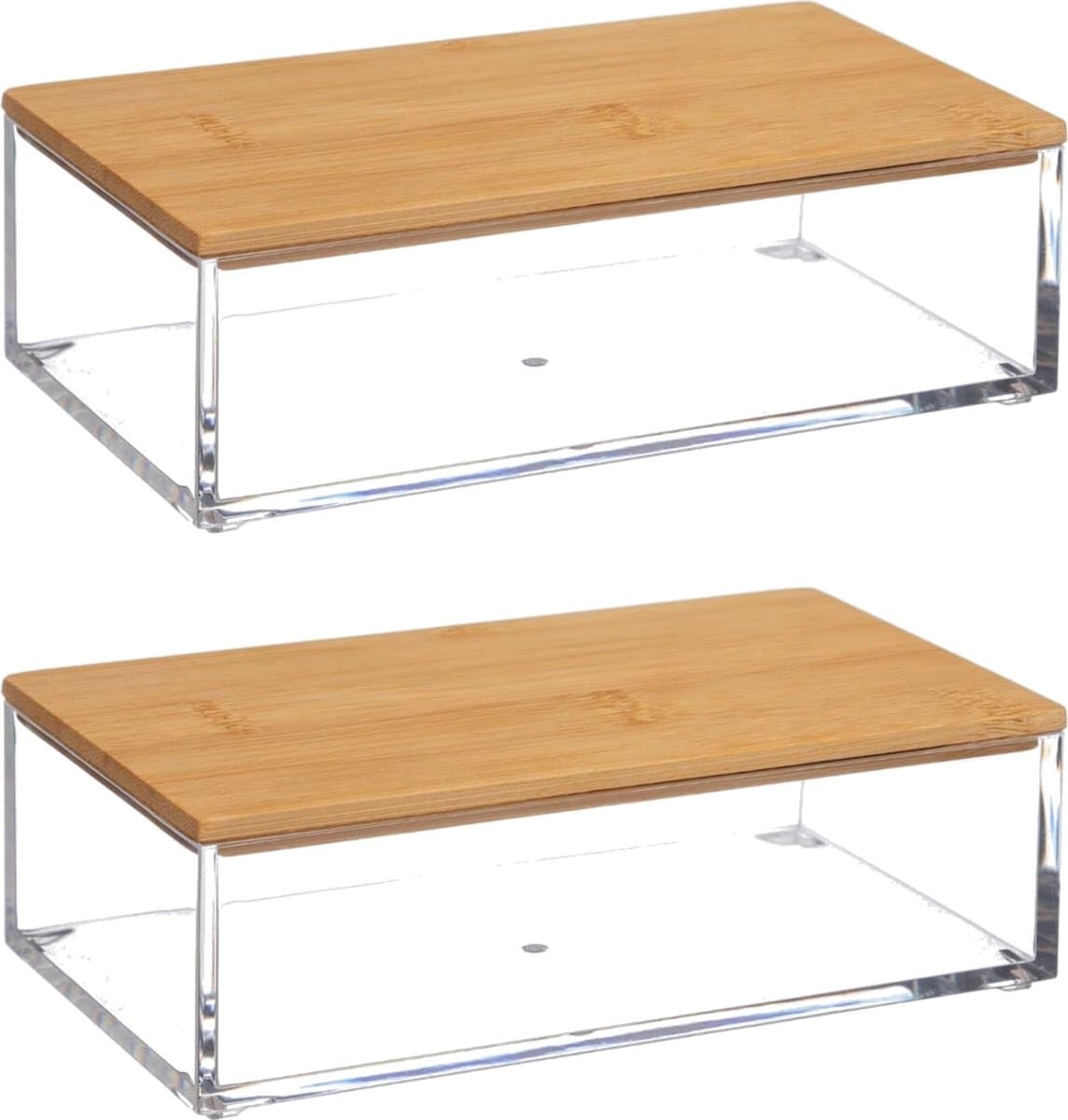 5five opbergbox - 2x 16 x 5 cm - kunststof - voor nagellak/sieraden/make-up - box - organizer - houder