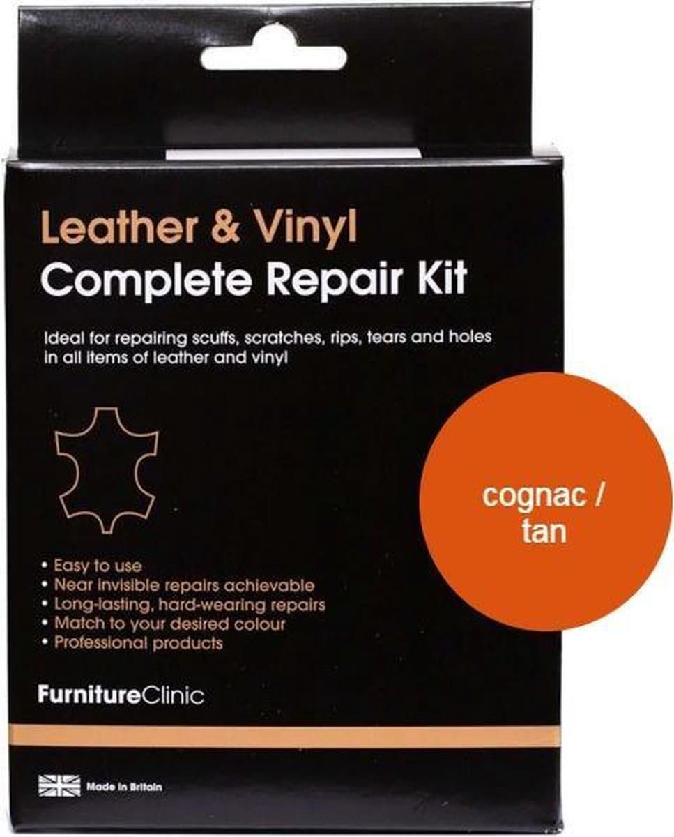 Compleet Lederen Reparatie Set - Kleur: Cognac / Tan - Kleine Beschadigingen Herstellen - Leer en Lederwaar - Complete Leather Repair Kit