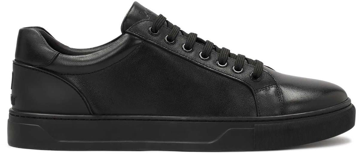 Black lace-up leather sneakers