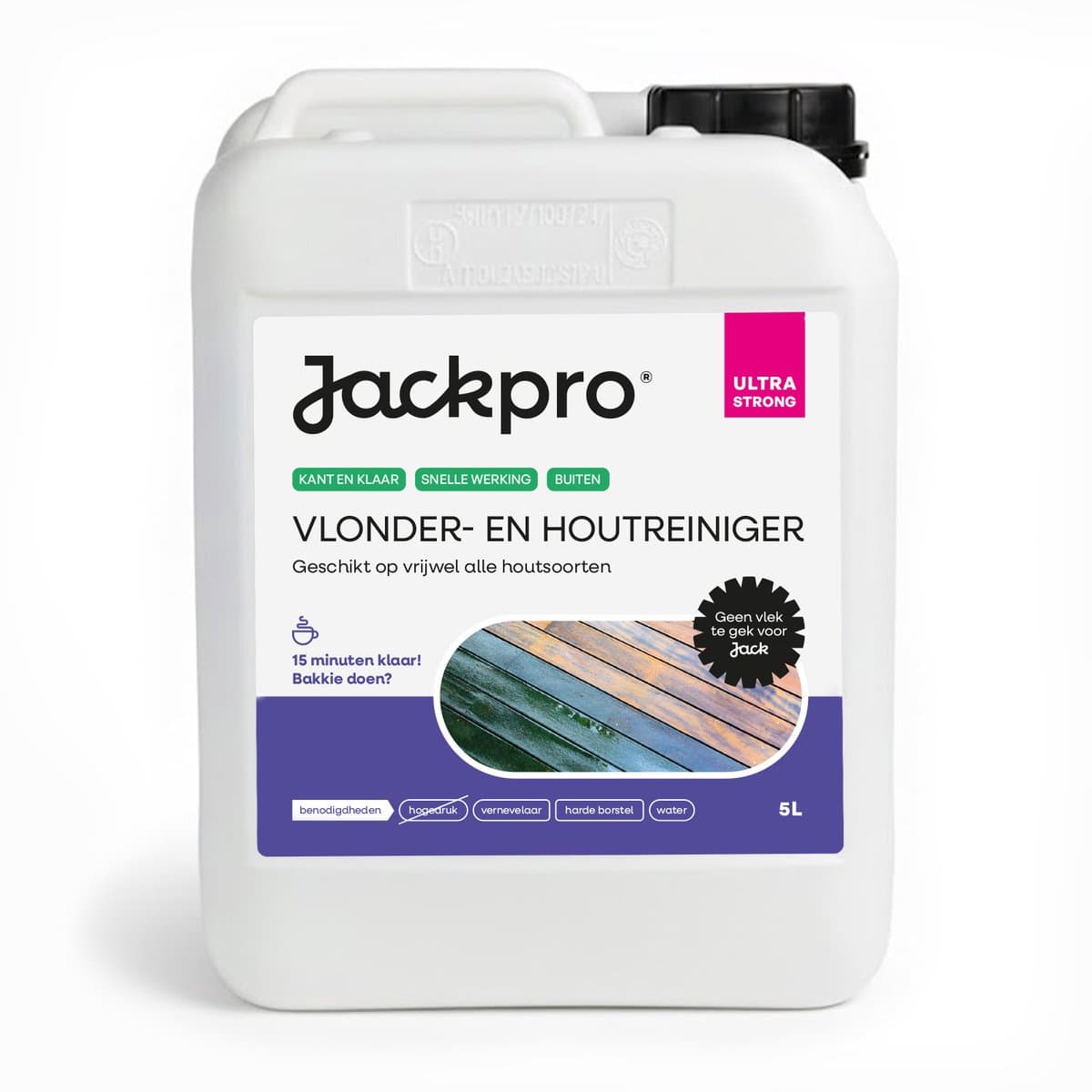 Jackpro Vlonder- en houtreiniger ULTRA STRONG - Dieptereiniger hout - Kant en klaar - 5Liter
