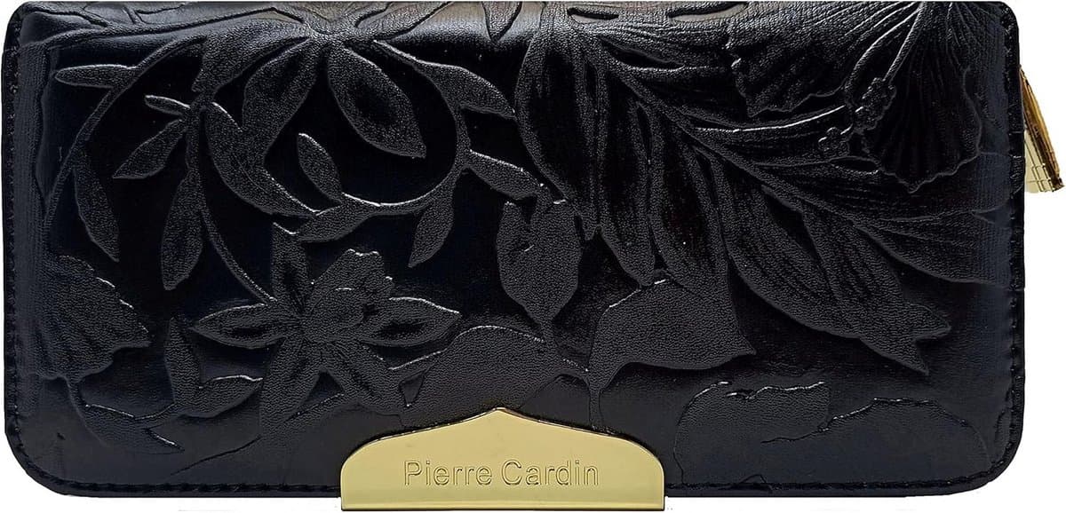 Ruime Damesportemonnee met Clutch van Kunstleer - Zwart