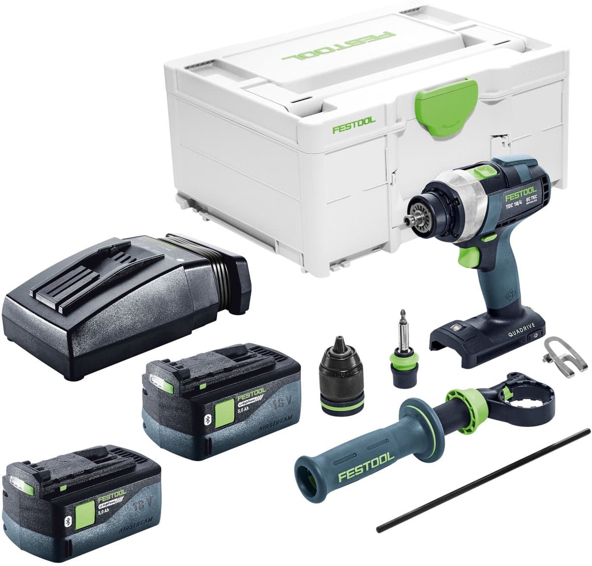 Festool TDC 18/4-Basic accuboormachine 18 V 75 Nm borstelloos + 2x accu 5,0 Ah + oplader + Systainer