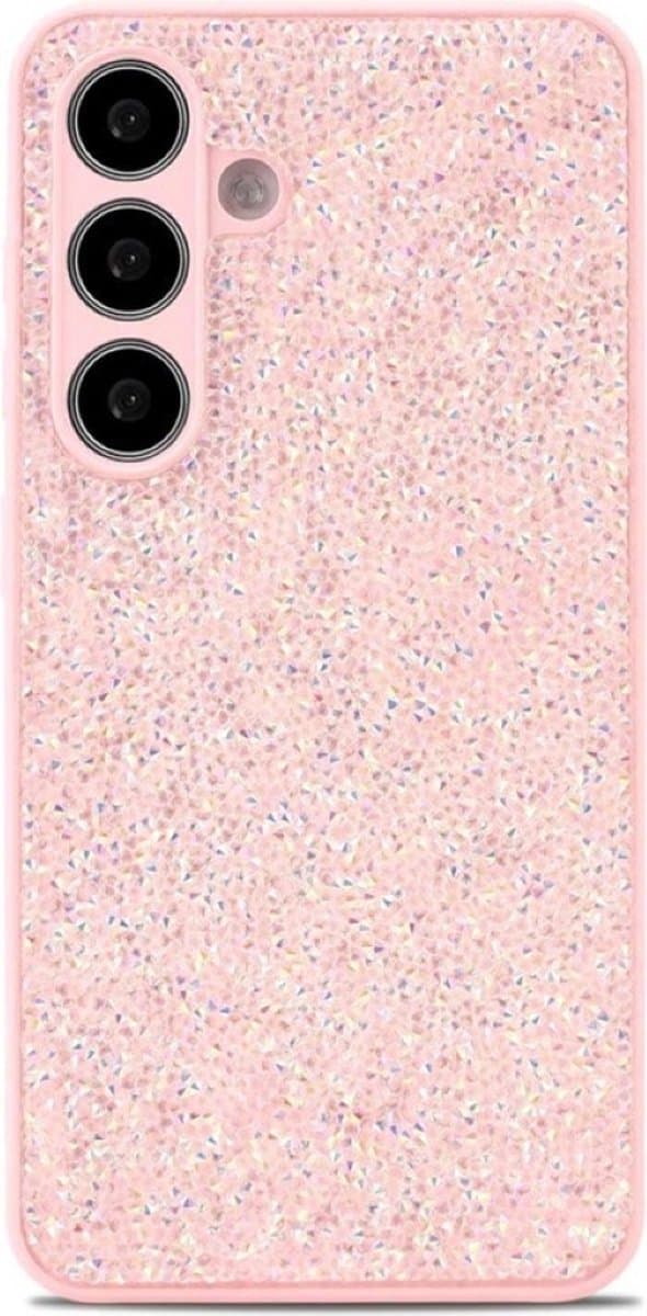 Diamant Glitter Back Cover – Geschikt voor Samsung Galaxy S24 Plus & S25 Plus - Glanzend Telefoonhoesje met Diamantpatroon – Slank & Beschermend Ontwerp - Roze