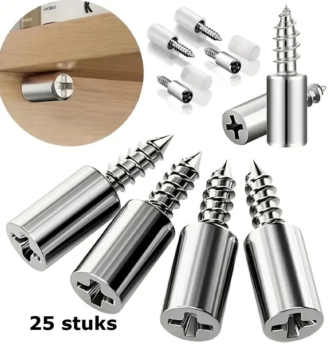Han‑Bar® 25 planksteunpennen - antislip Hulzen - Steunspijkers - Meubelpinnen - Planksteunnagels - Kastspijkers - Planksteunen - RVS