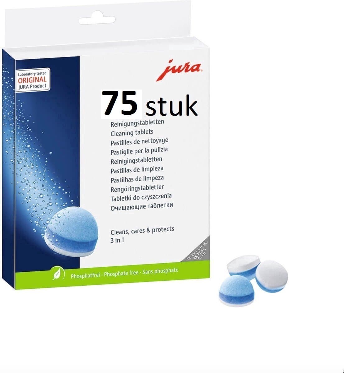JURA 3-Fasen Reinigingstabletten - 75 stuks - Koffiemachinereiniger
