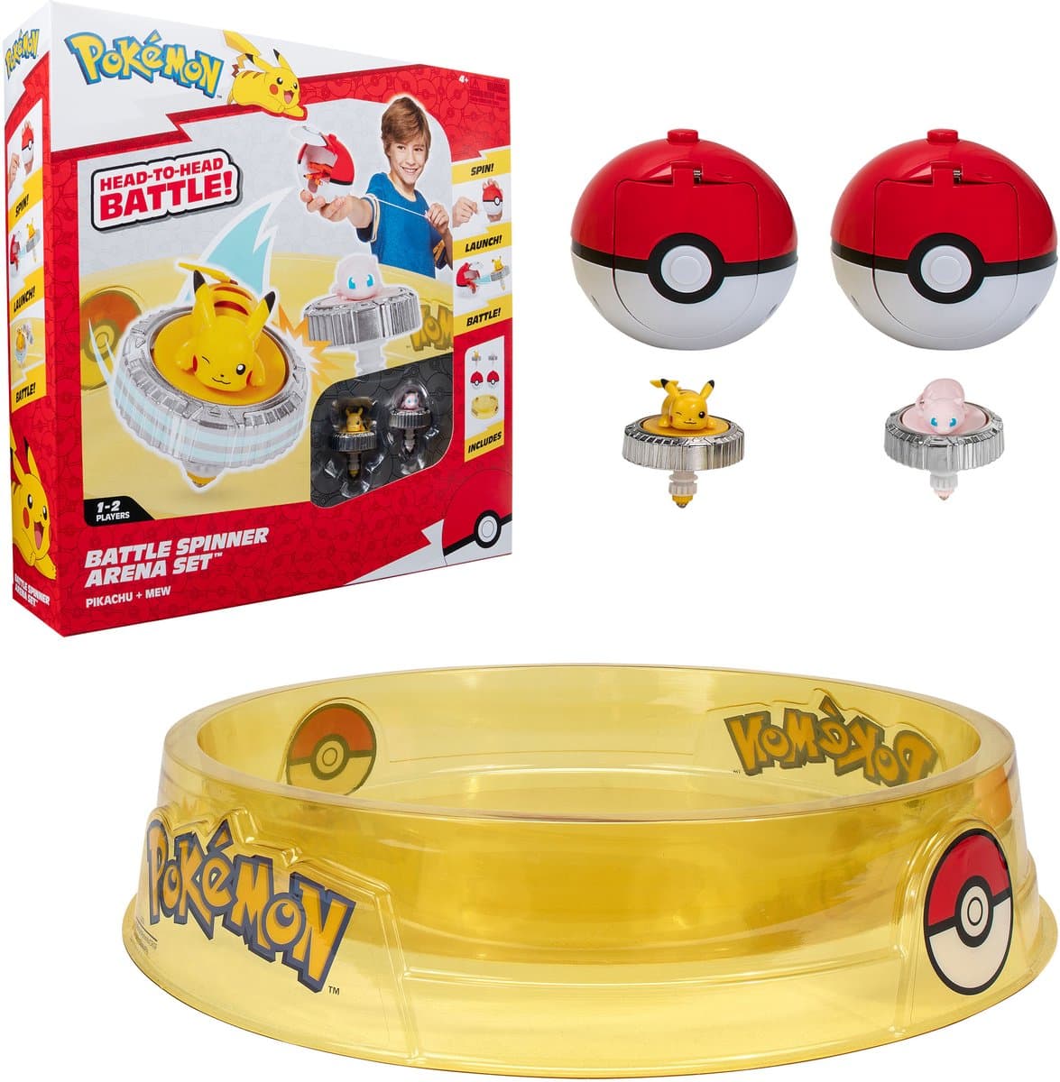 Jazwares Pokémon battle spinner arena set - Pikachu&Mew, 5 stuks